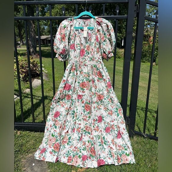 Anthropologie Somerset Puff Sleeve Tiered Maxi Dress NWT - Picture 5 of 9